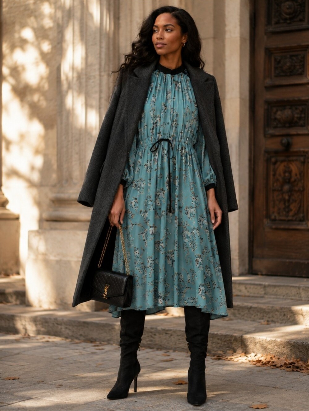 KOCHE‎ Floral Teal Midi Dress